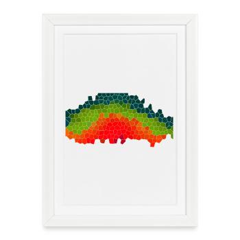 Forest Sunset Mosaic - Framed poster (27 × 37 cm) - white - Front