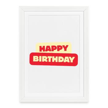 Bon anniversaire - Affiche encadrée (27 × 37 cm) - blanc - Devant