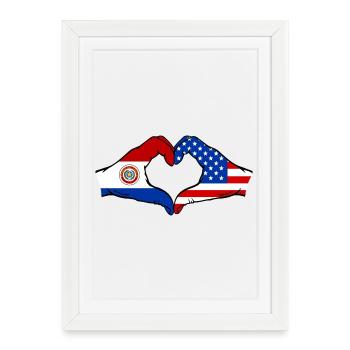 Cœur du drapeau du Paraguay des États-Unis - Affiche encadrée (27 × 37 cm) - blanc - Devant