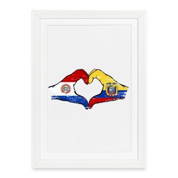 Mains du drapeau Paraguay de l’Équateur utilisées - Affiche encadrée (27 × 37 cm) - blanc - Devant