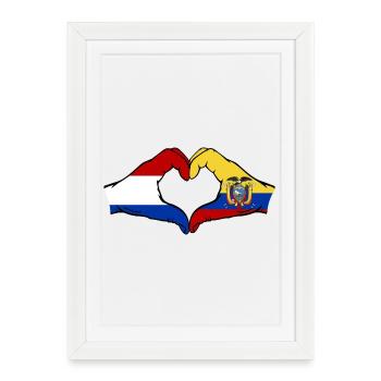 Cœur du drapeau Holland Équateur - Affiche encadrée (27 × 37 cm) - blanc - Devant