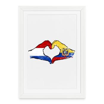Cœur du drapeau de Hollande-Équateur utilisé - Affiche encadrée (27 × 37 cm) - blanc - Devant