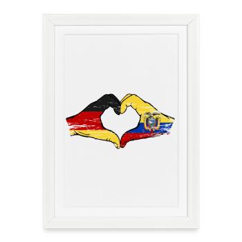 Germany Ecuador flag heart used - Framed poster (27 × 37 cm) - white - Front