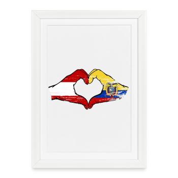Austria Ecuador flag heart used - Framed poster (27 × 37 cm) - white - Front