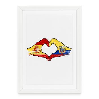 Spain Ecuador flag heart used - Framed poster (27 × 37 cm) - white - Front