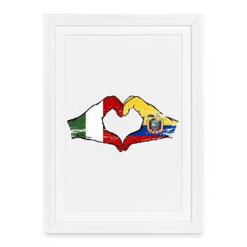 Italien Ecuador Flagge Herz used - Gerahmtes Poster (27 × 37 cm) - Weiß - Vorne