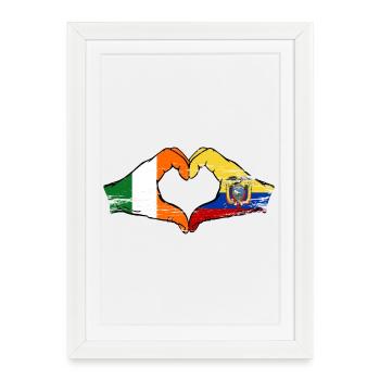 Cœur du drapeau de l’Irlande et de l’Équateur utilisé - Affiche encadrée (27 × 37 cm) - blanc - Devant