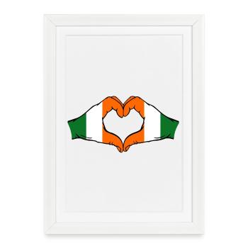 Cœur du drapeau de la Côte d’Ivoire d’Irlande - Affiche encadrée (27 × 37 cm) - blanc - Devant