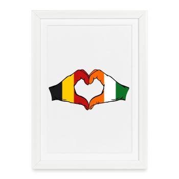 Drapeau de la Belgique Côte d’Ivoire Mains en forme de cœur - Affiche encadrée (27 × 37 cm) - blanc - Devant