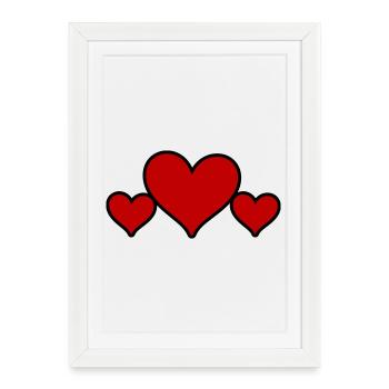 Coeurs Symbole Amour - Affiche encadrée (27 × 37 cm) - blanc - Devant