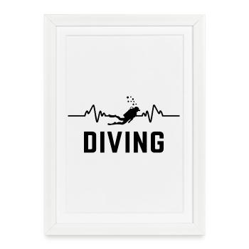 Diving heartbeat scuba diving - Framed poster (27 × 37 cm) - white - Front