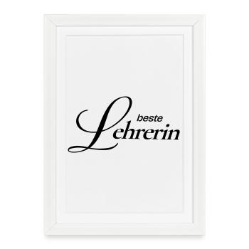 Beste Lehrerin - Gerahmtes Poster (27 × 37 cm) - Weiß - Vorne