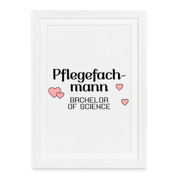 Pflegefachmann Studium Abschluss - Gerahmtes Poster (27 × 37 cm) - Weiß - Vorne