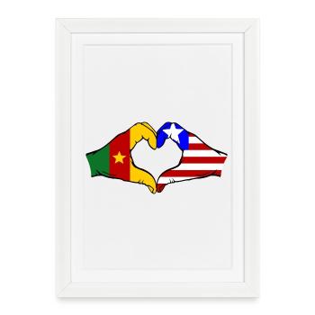 Kamerun_Liberia_Flagge_Haende_Herzform - Framed poster (27 × 37 cm) - white - Front