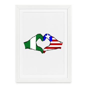 Nigeria_Liberia_Flagge_Haende_Herzform - Affiche encadrée (27 × 37 cm) - blanc - Devant