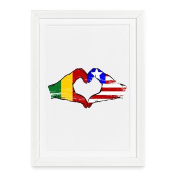 Mains du drapeau Mali du Libéria Mains de cœur utilisées - Affiche encadrée (27 × 37 cm) - blanc - Devant
