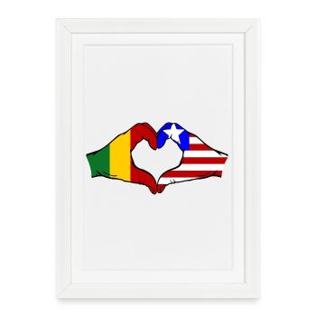 Mali_Liberia_Flagge_Haende_Herzform - Affiche encadrée (27 × 37 cm) - blanc - Devant