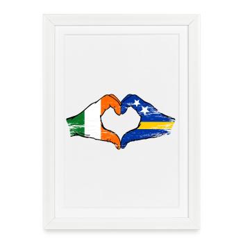 Irlande Drapeau Curaçao mains en forme de cœur utilisée - Affiche encadrée (27 × 37 cm) - blanc - Devant