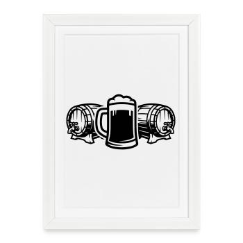 Bière symbole de fût de bière - Affiche encadrée (27 × 37 cm) - blanc - Devant