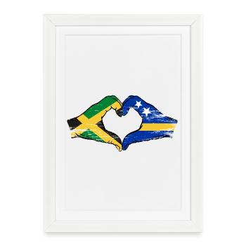 Mains du drapeau de la Jamaïque de Curaçao en forme de cœur utilisées - Affiche encadrée (27 × 37 cm) - blanc - Devant