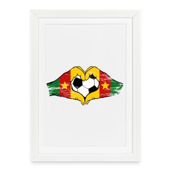 Mains du drapeau camerounais en forme de cœur utilisées - Affiche encadrée (27 × 37 cm) - blanc - Devant