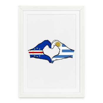Cap-Vert Drapeau de l’Uruguay Mains en forme de cœur - Affiche encadrée (27 × 37 cm) - blanc - Devant