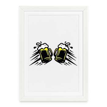 Icône du toast au verre bière - Affiche encadrée (27 × 37 cm) - blanc - Devant