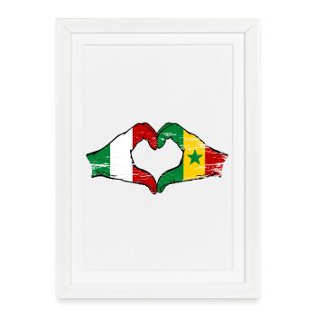Italie Drapeau du Sénégal Mains en forme de cœur utilisées - Affiche encadrée (27 × 37 cm) - blanc - Devant