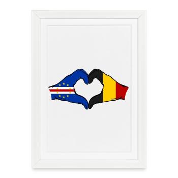 Drapeau du Cap-Vert Belgique Mains en forme de cœur - Affiche encadrée (27 × 37 cm) - blanc - Devant