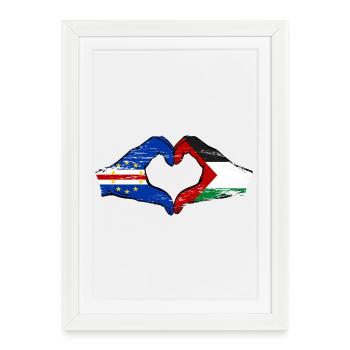 Mains du drapeau palestinien du Cap-Vert en forme de cœur utilisées - Affiche encadrée (27 × 37 cm) - blanc - Devant