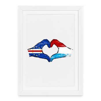 Mains du drapeau luxembourgeois du Cap-Vert utilisées - Affiche encadrée (27 × 37 cm) - blanc - Devant