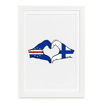 Drapeau du Cap-Vert Finlande en forme de cœur - Affiche encadrée (27 × 37 cm) - blanc - Devant