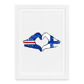 Drapeau du Cap-Vert Finlande en forme de cœur utilisé - Affiche encadrée (27 × 37 cm) - blanc - Devant