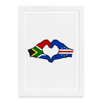 Drapeau du Cap-Vert Afrique du Sud Mains Forme de cœur - Affiche encadrée (27 × 37 cm) - blanc - Devant