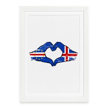Mains de drapeau de l’île du Cap-Vert en forme de cœur utilisées - Affiche encadrée (27 × 37 cm) - blanc - Devant