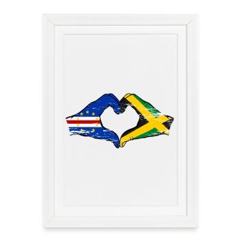 Cape Verde Jamaica flag hands heart shape used - Framed poster (27 × 37 cm) - white - Front