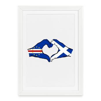 Cap-Vert Drapeau écossais Mains en forme de cœur - Affiche encadrée (27 × 37 cm) - blanc - Devant