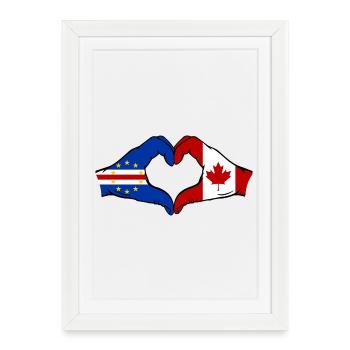 Drapeau du Canada du Cap-Vert : Mains en forme de cœur - Affiche encadrée (27 × 37 cm) - blanc - Devant