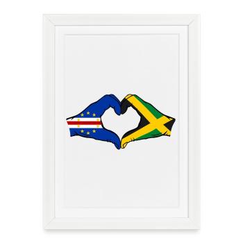 Drapeau du Cap-Vert Jamaïque Mains en forme de cœur - Affiche encadrée (27 × 37 cm) - blanc - Devant