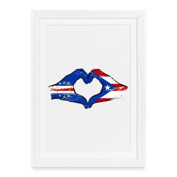 Mains du drapeau du Cap-Vert à Porto Rico en forme de cœur utilisées - Affiche encadrée (27 × 37 cm) - blanc - Devant