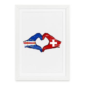 Drapeau du Cap-Vert Suisse Mains en forme de cœur utilisé - Affiche encadrée (27 × 37 cm) - blanc - Devant