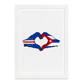 Drapeau du drapeau de Cuba du Cap-Vert en forme de cœur - Affiche encadrée (27 × 37 cm) - blanc - Devant