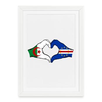 Algérie Drapeau du Cap-Vert Mains Forme de cœur - Affiche encadrée (27 × 37 cm) - blanc - Devant
