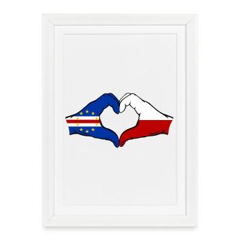 Cape Verde Poland Flag Hands Heart Shape - Framed poster (27 × 37 cm) - white - Front