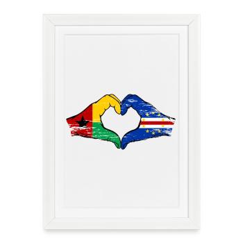 Drapeau du Cap-Vert Guinée-Bissaus en forme de cœur utilisé - Affiche encadrée (27 × 37 cm) - blanc - Devant