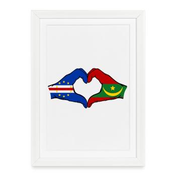 Drapeau du Cap-Vert Mauritanie Mains en forme de cœur - Affiche encadrée (27 × 37 cm) - blanc - Devant