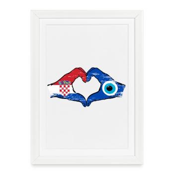 Drapeau Croatie Nazar en forme de cœur utilisé - Affiche encadrée (27 × 37 cm) - blanc - Devant