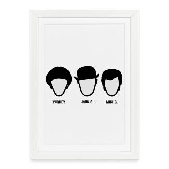 Chapeau Melon (S-05-P-JS-MG) - Affiche encadrée (27 × 37 cm) - blanc - Devant