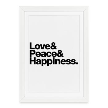love peace happiness - Affiche encadrée (27 × 37 cm) - blanc - Devant