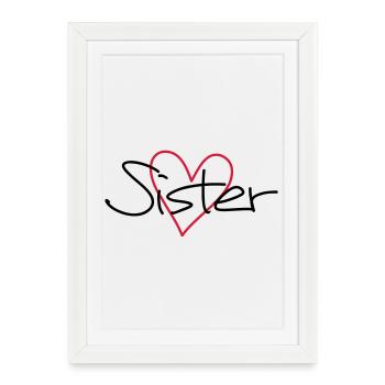 Soeur coeur cadeau soeur coeur - Affiche encadrée (27 × 37 cm) - blanc - Devant